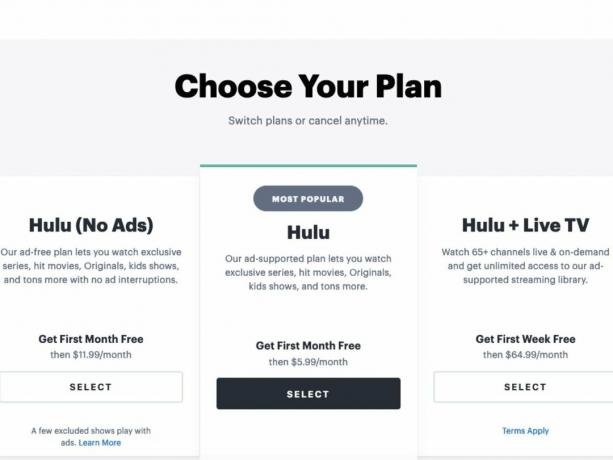 Prueba gratuita de Hulu Elegir plan